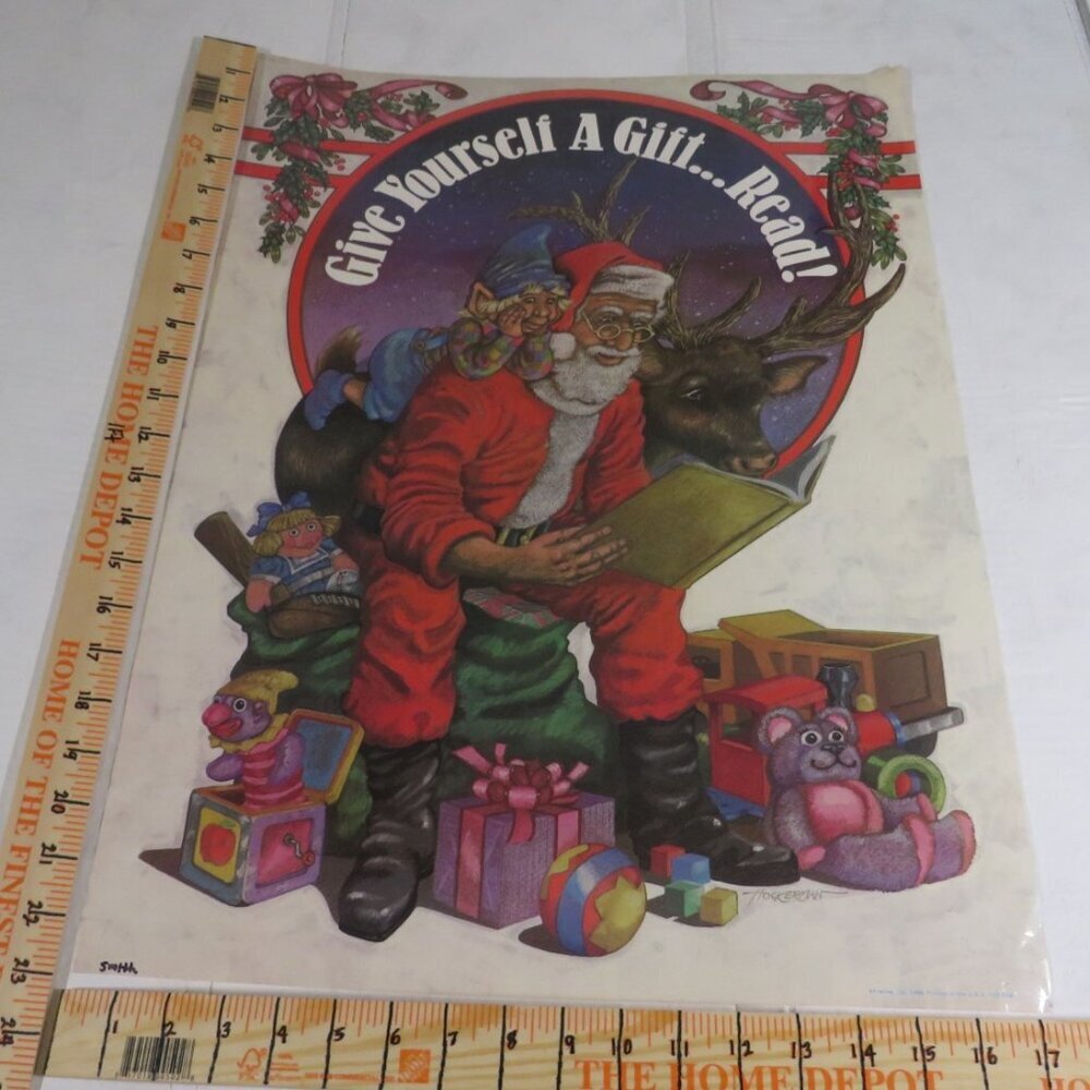 Give Yourself A Gift….READ poster (dark skinned Santa) Christmas